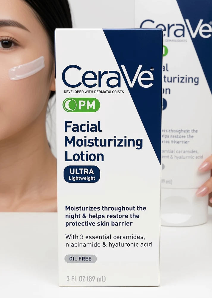 CeraVe PM Facial Moisturizing Lotion 2 fl oz (59ml) Ultra Lightweight Night Face Moisturizer with Ceramides &amp; Hyaluronic Acid New