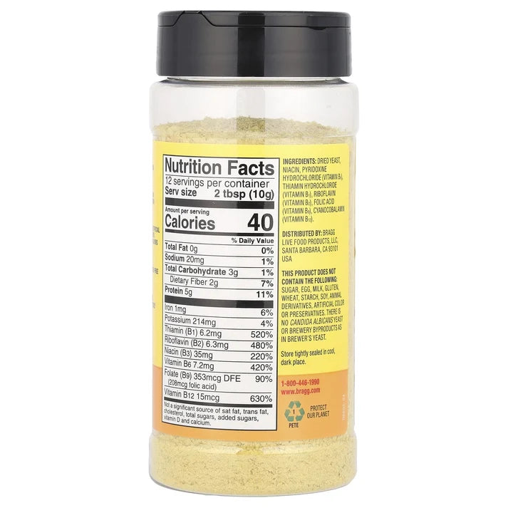 Bragg Nutritional Yeast Seasoning 4.5 oz (127g) – Vegan Cheesy Flavor, Complete Protein &amp; B Vitamins